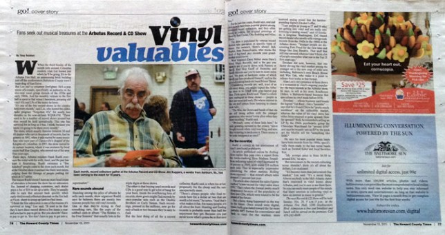 Vinyl Valuables Article Arbutus Record Show, inside spread